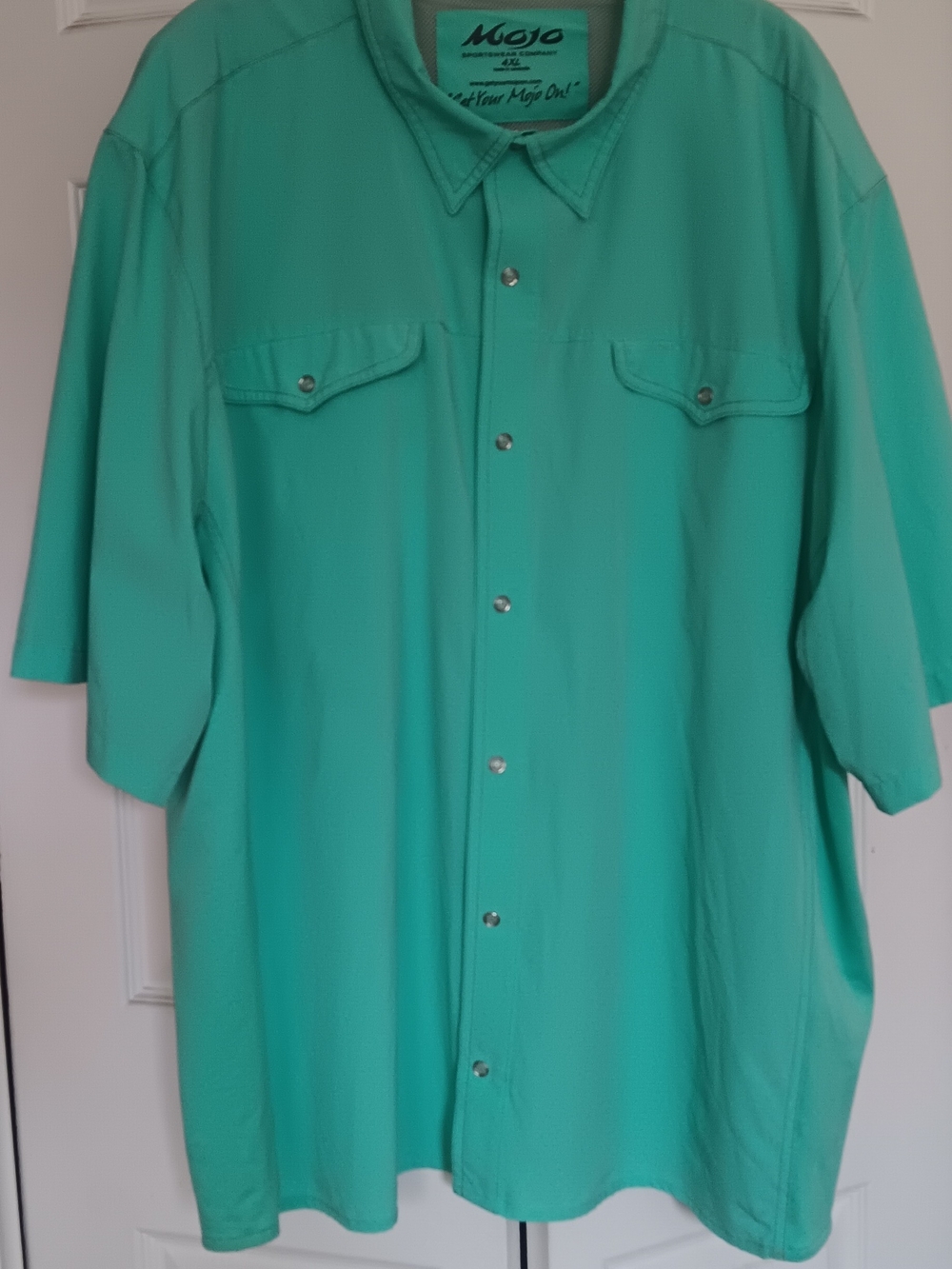 Mojo Sportswear Company  Turquoise/Teal Mens Fishing Shirt Size 4XL